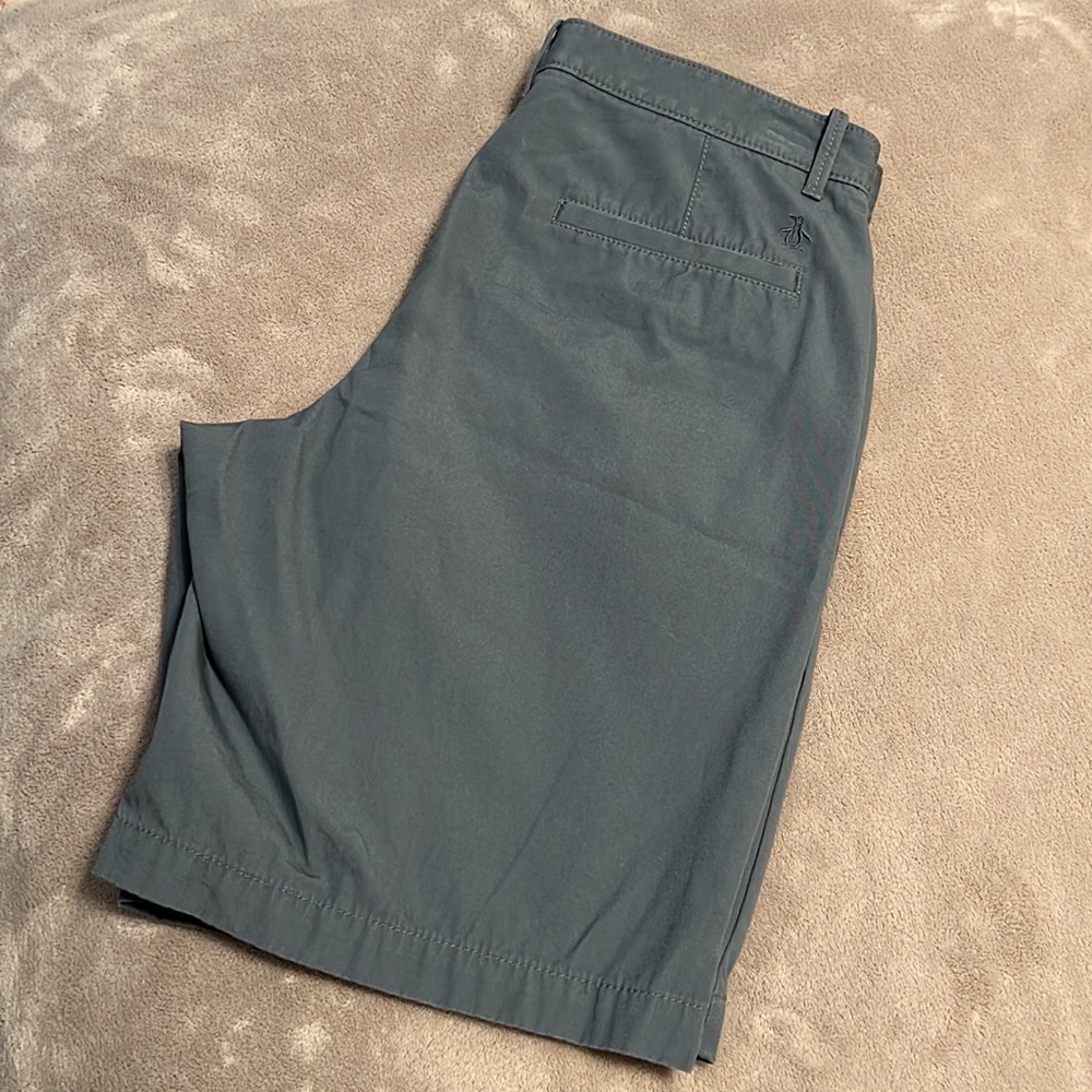 Men's Original Penguin Blue Chino Shorts - Picture 9 of 16